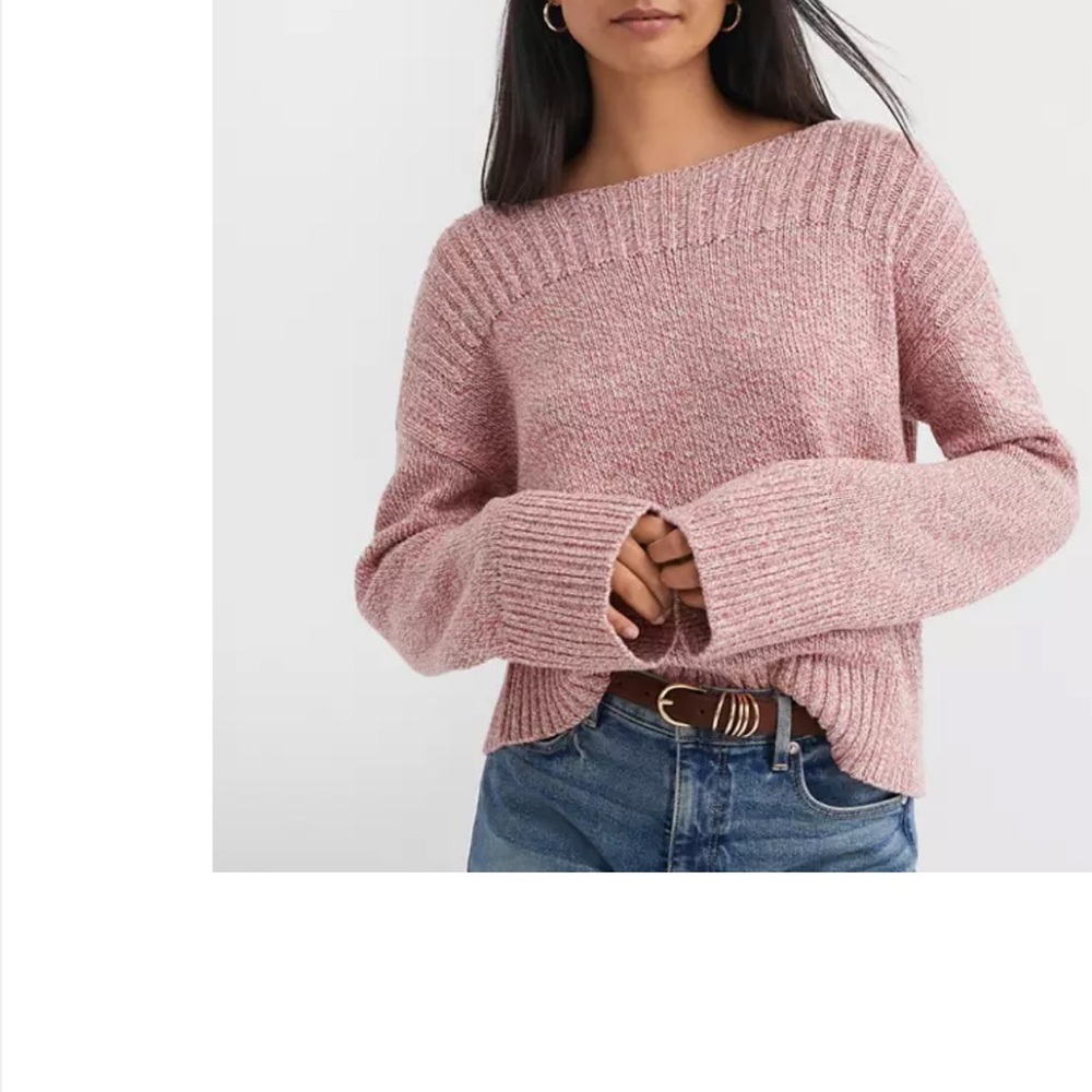 LOFT Rose Marled Scoop-Neck Sweater